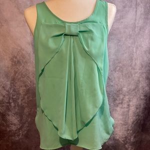ModCloth tiffany blue chiffon sleeveless blouse with bow
